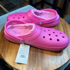 Crocs Classic Hot Pink Lined Clogs Mens Size 13 Womens 15 Cushioned Casual New